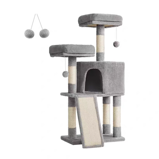 Árbol Rascador para Gatos Multinivel con Rampa de 115 cm