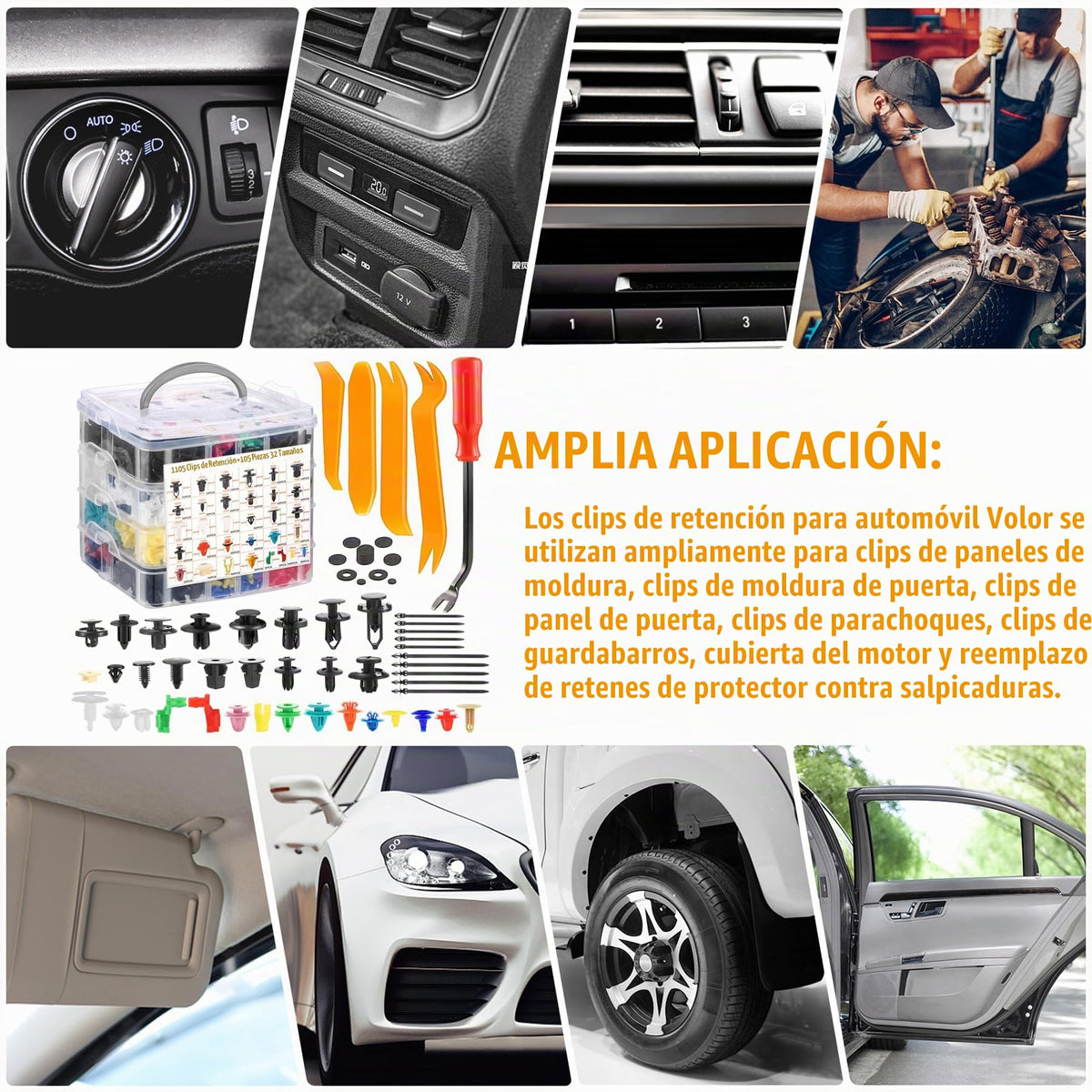 Set de 1240 Clips y Grapas Automotrices Universales con Herramientas (32 Tamaños)