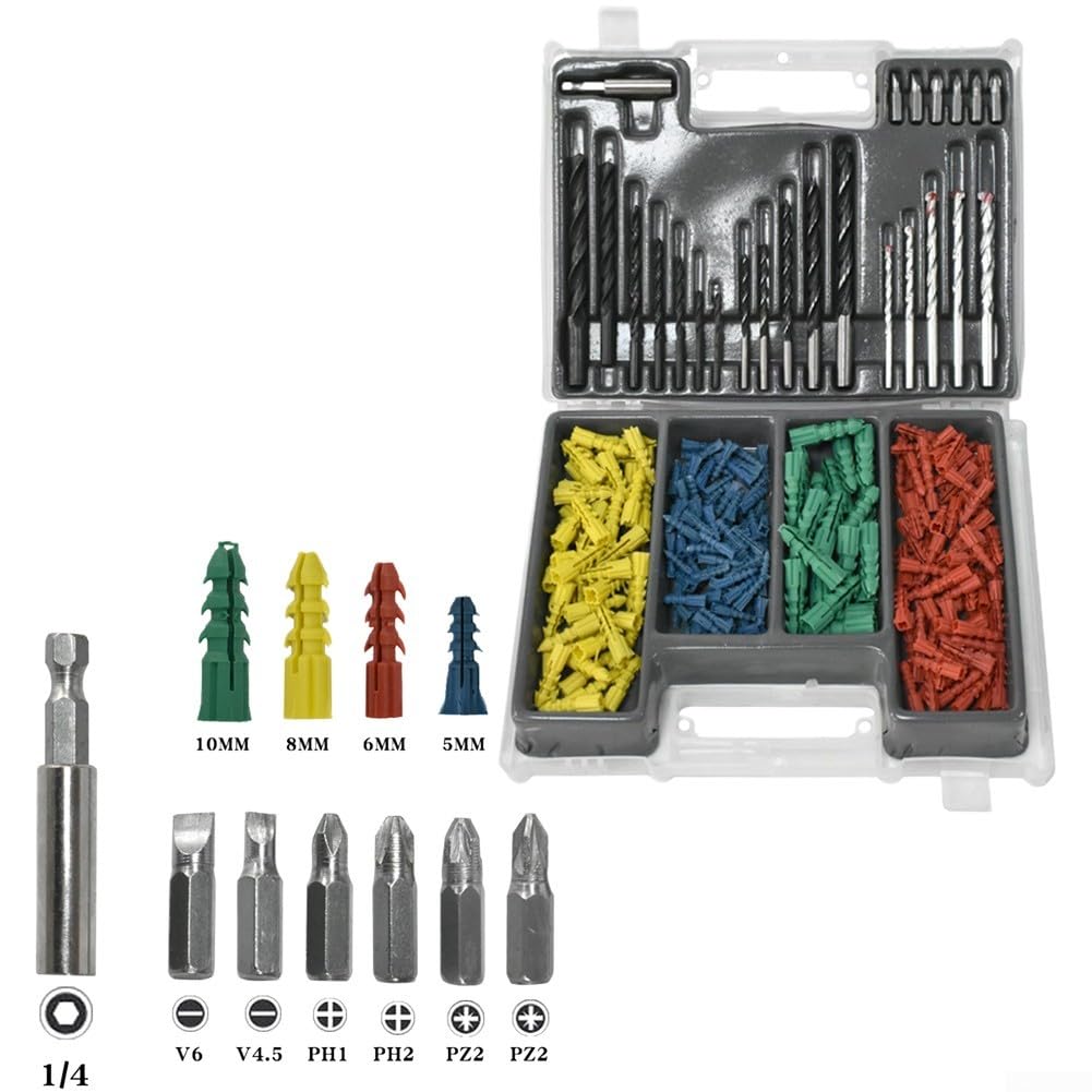 Juego de Brocas de Acero al Carbono (300pcs) – Precisión para Madera y Metal