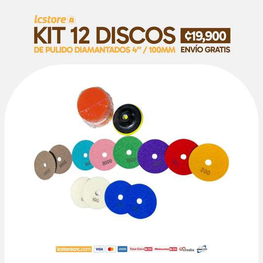 Kit de Discos de Pulido Diamantados 4” / 100mm (12 discos)