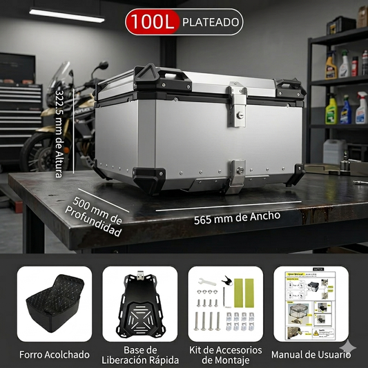 Cajón de Aluminio Premium para Motocicleta (100 Litros)