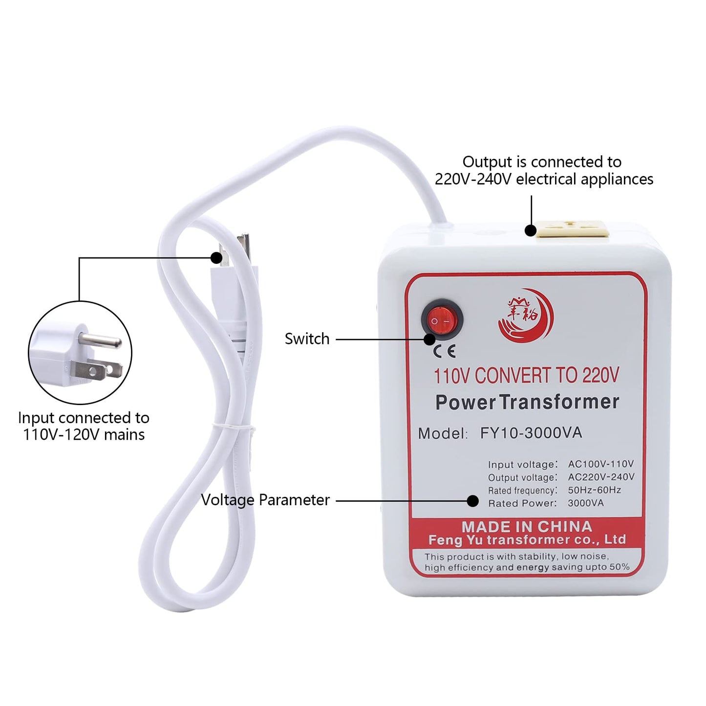 Convertidor / Transformador de Voltaje 3000W — 110V a 220V