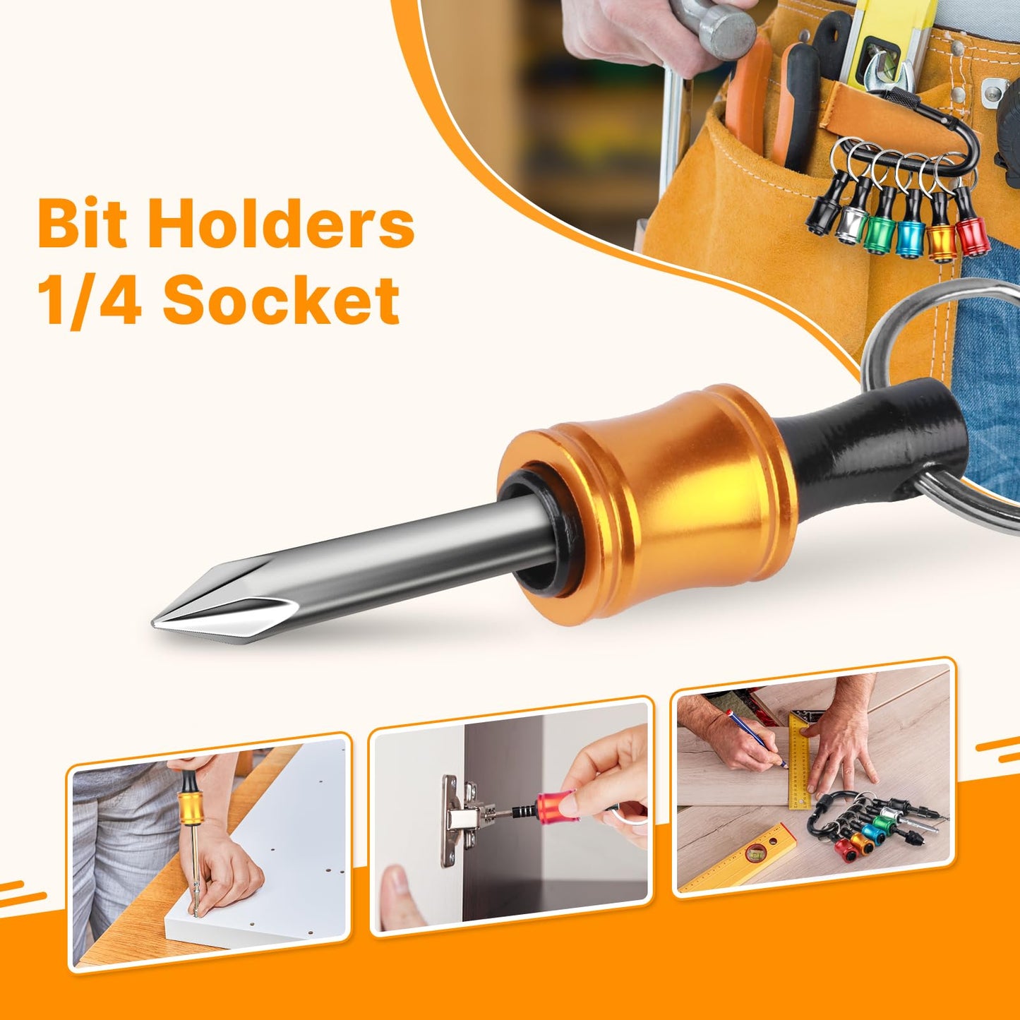 Pack de 3 Porta Brocas Hexagonales 1/4" – Liberación Rápida