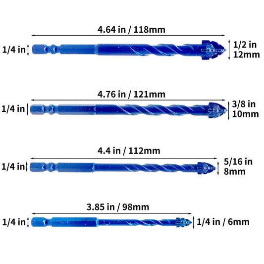 Juego de 4 Brocas Multiusos de Carburo