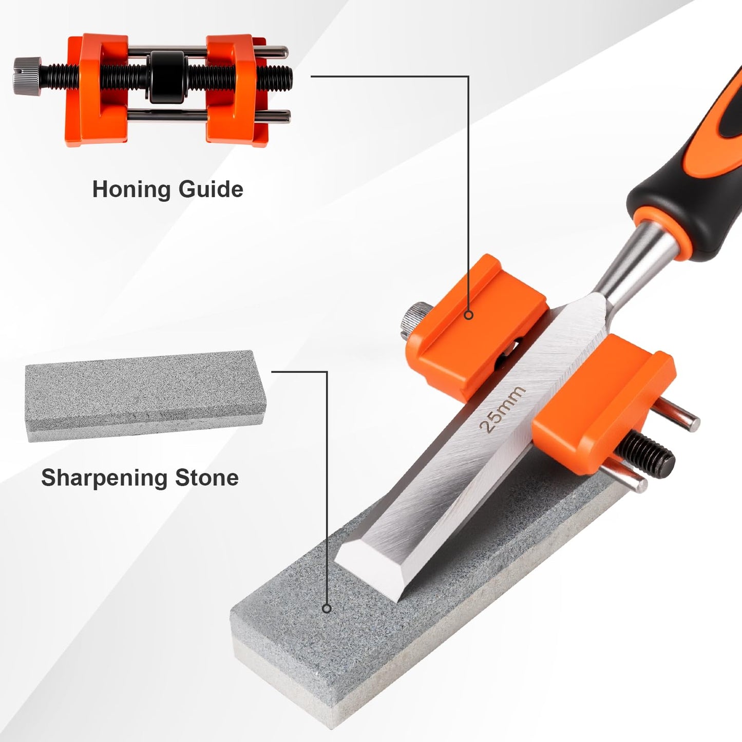 Kit Profesional de 6 Cinceles para Madera + Guía de Afilado