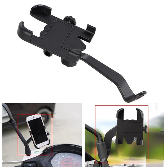 Soporte Metálico para Celular en Espejo Retrovisor de Motocicleta y Scooter