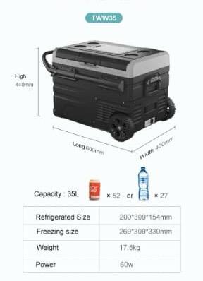 Refrigerador Portátil Alpicool TWW35 / TWW45 / TWW55 Doble Zona con Ruedas