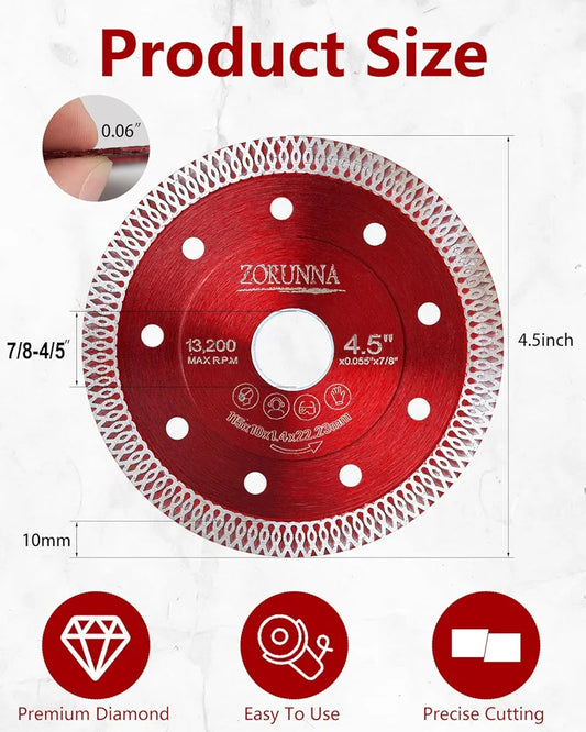 Juego de 5 Discos de Diamante para Amoladora 4.5"